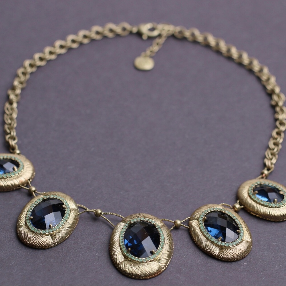 Carolee Lux Tranquil Blues Oval Frontal Necklace